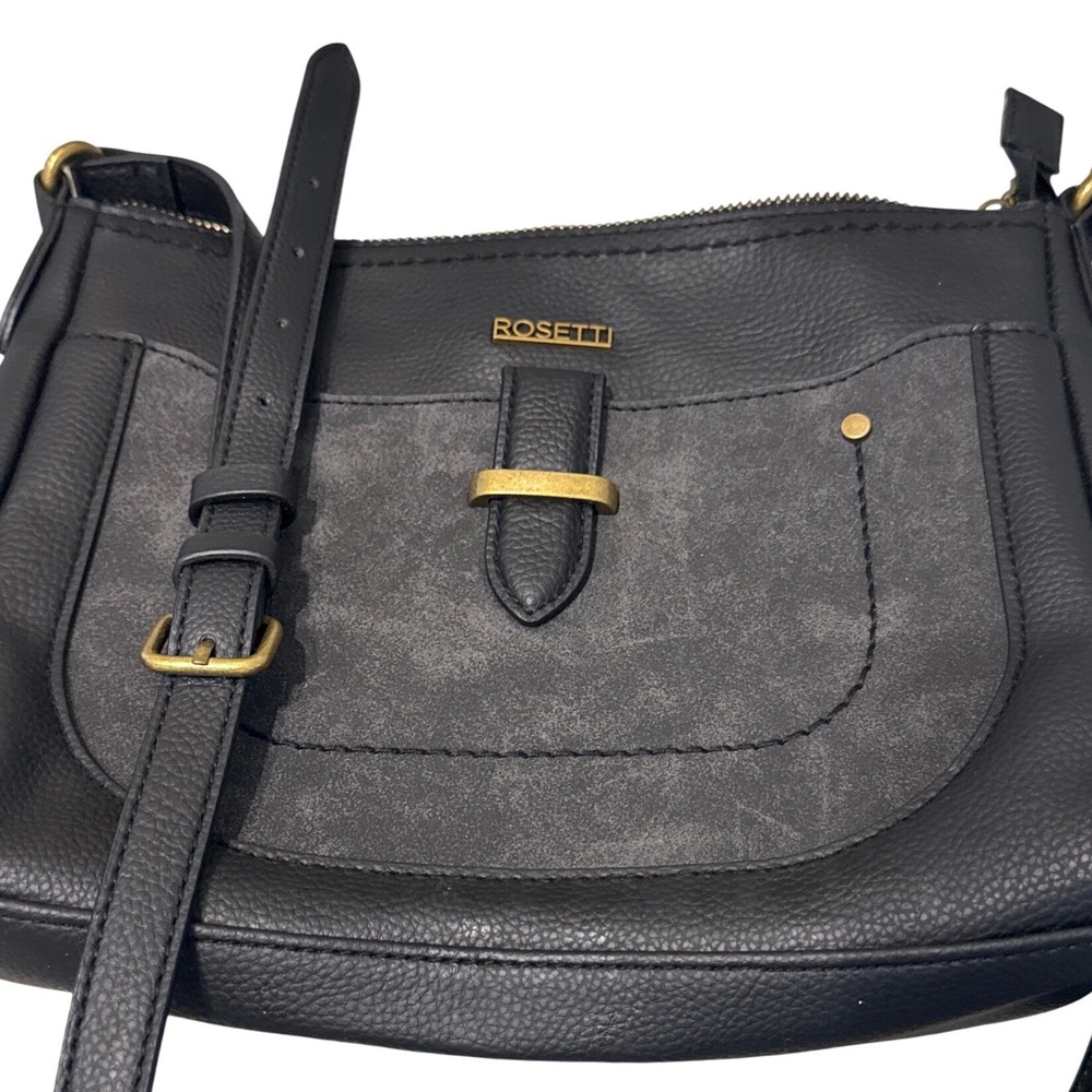 Rosetti women's black‎ crossbody bag front buckle adjustable shoulder strap